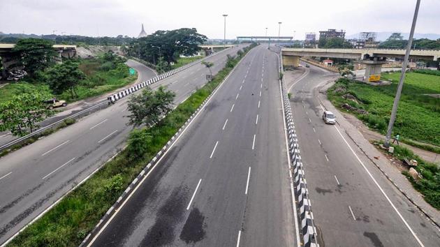 A flyover wears a deserted look in Guwahati on June 29. The Kamrup Metropolitan district will remain under total lockdown till July 12. The only exception made by authorities during this period has been for pharmacies which will be allowed to function. (PTI)