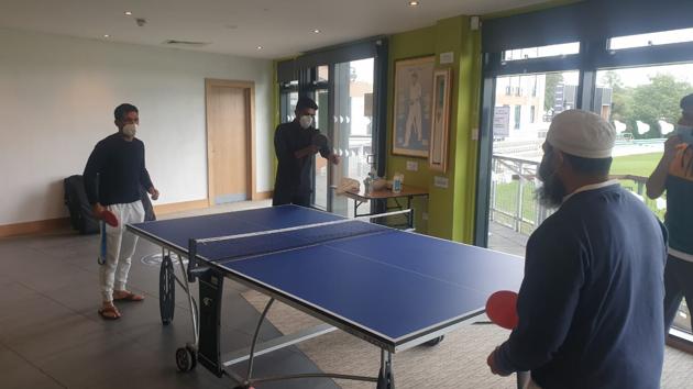 Pakistan cricketers playing table tennis. (PCB) Pakistan cricketers playing table tennis. (PCB)