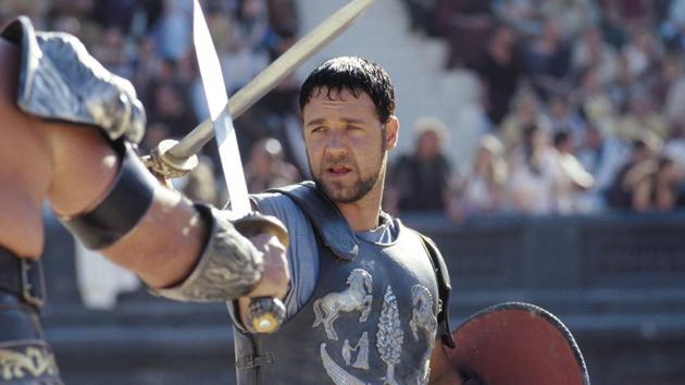 Russell Crowe en una imagen fija de Gladiator.