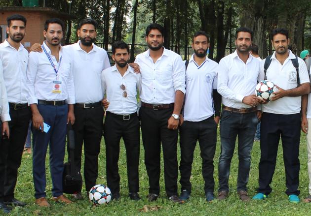 The sports teachers, who were recruited under the Rehbar-e-Khel scheme, during the Jammu and Kashmir Under-17 Inter-District School Football tournament held at Baramula last year. (HT Photo) The sports teachers, who were recruited under the Rehbar-e-Khel scheme, during the Jammu and Kashmir Under-17 Inter-District School Football tournament held at Baramula last year. (HT Photo)