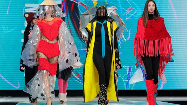 Models present creations Blind Rain by Belarusian designer Daria Volk during a show at the festival and contest Fashion Mill, amid the coronavirus disease (COVID-19) outbreak, in Minsk, Belarus June 30, 2020. (REUTERS/Vasily Fedosenko) Models present creations Blind Rain by Belarusian designer Daria Volk during a show at the festival and contest Fashion Mill, amid the coronavirus disease (COVID-19) outbreak, in Minsk, Belarus June 30, 2020. (REUTERS/Vasily Fedosenko)