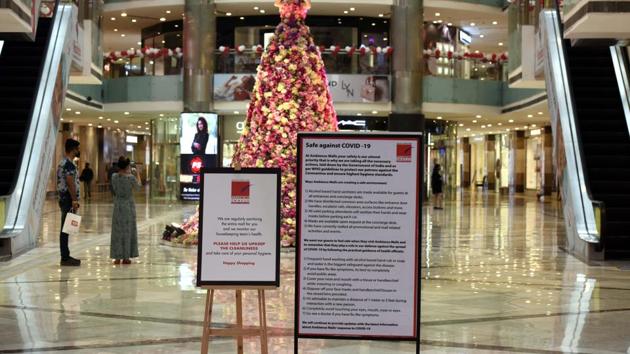 “We weren’t expecting any footfall at all in the first few weeks as we got no time to advertise and inform residents that the malls had reopened. It will take some time for us to regain the trust of visitors and for them also to get accustomed to the habit of venturing outdoors once again,” Aman Bajaj, a member of MGF Metropolitan Mall Association, told HT. (Parveen Kumar / HT Photo)