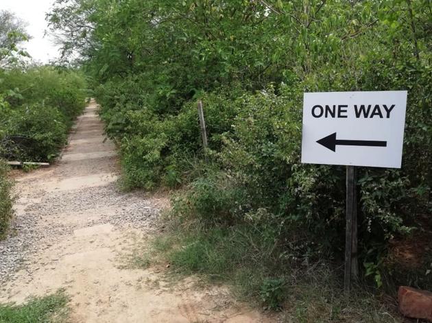 Signages have been put up at the park to instruct people to follow social distancing.