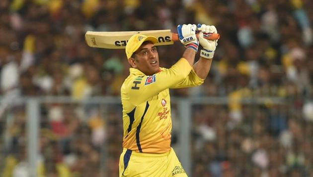 Chennai Super Kings captain MS Dhoni in action during IPL T20 match against Kolkata Knight Riders at the Eden Gardens in Kolkata, India, on Sunday, April 14, 2019. (Photo by Arijit Sen/Hindustan Times)(Arijit Sen/HT Photo)