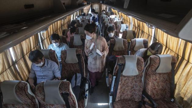 Indian airlines resumed domestic flights in a staggered manner from May 25, after a two-month suspension during a nationwide lockdown aimed at containing the spread of Covid-19.(Pratham Gokhale/HT Photo) Indian airlines resumed domestic flights in a staggered manner from May 25, after a two-month suspension during a nationwide lockdown aimed at containing the spread of Covid-19.(Pratham Gokhale/HT Photo)