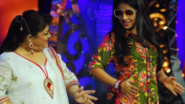 Actor Vidya Balan seen dancing with choreographer Saroj Khan during Nache Le Ve show, at R.K. Studio in Chembur on November 23, 2011. Born in 1948, Khan started her career as a child artiste at the age of 3. Graduating to a back-up dancer in the 1950s, she worked with choreographer B Sohanlal. (Prodip Guha / HT Archive) Actor Vidya Balan seen dancing with choreographer Saroj Khan during Nache Le Ve show, at R.K. Studio in Chembur on November 23, 2011. Born in 1948, Khan started her career as a child artiste at the age of 3. Graduating to a back-up dancer in the 1950s, she worked with choreographer B Sohanlal. (Prodip Guha / HT Archive)