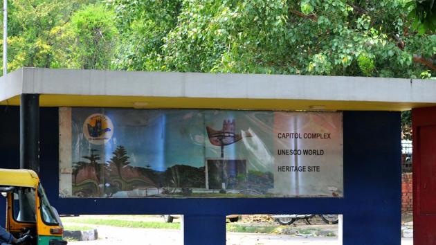 A newly built bus shelter in Sector 17, Chandigarh.(HT Photo) A newly built bus shelter in Sector 17, Chandigarh.(HT Photo)