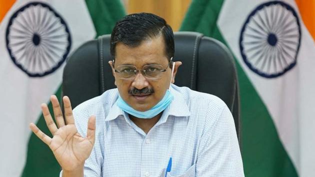 Delhi Chief Minister Arvind Kejriwal briefs the media during a digital press conference on July 2. During his address a day before, Kejriwal said that the recovery rate is also on the rise--a month ago, the recovery rate was 38%, and it has now increased to 64%. (HT Photo) 