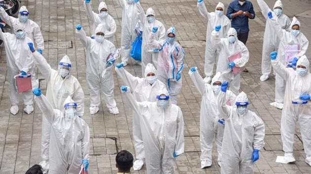 Health workers are conducting door-to-door screening in the wake of coronavirus pandemic in Mumbai. (PTI Photo) Health workers are conducting door-to-door screening in the wake of coronavirus pandemic in Mumbai. (PTI Photo)