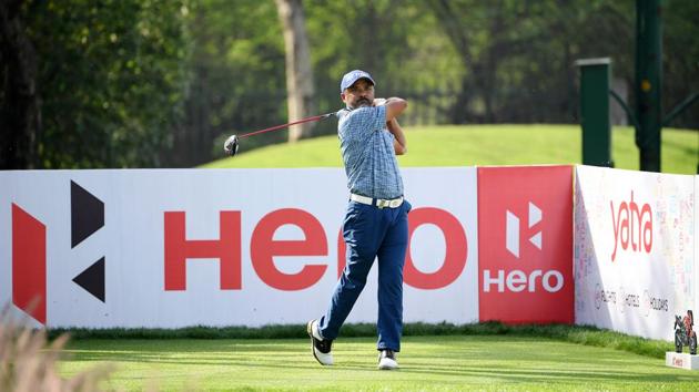 Rahil Gangjee of India tees off the 15th hole during round two of the Hero Indian Open at the DLF Golf & Country Club.(Getty Images)