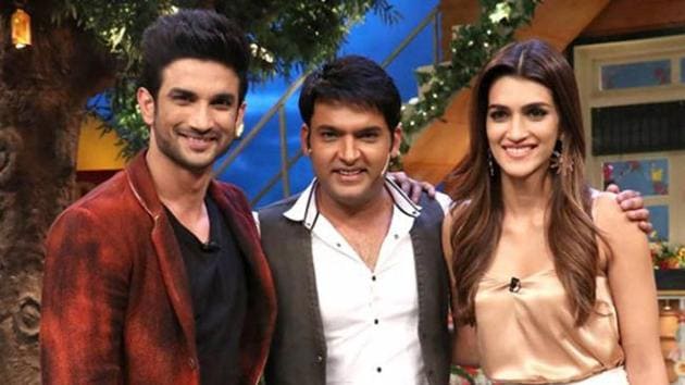 Kapil Sharma poses with Sushant Singh Rajput and Kriti Sanon. Kapil Sharma poses with Sushant Singh Rajput and Kriti Sanon.