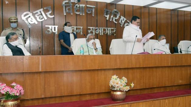 The chief minister had met the senior BJP functionary at least twice during the last 10 days, the last being on July 1 during the swearing-in ceremony of nine MLCs at the Bihar Legislative Council. (Photo @Jduonline) The chief minister had met the senior BJP functionary at least twice during the last 10 days, the last being on July 1 during the swearing-in ceremony of nine MLCs at the Bihar Legislative Council. (Photo @Jduonline)