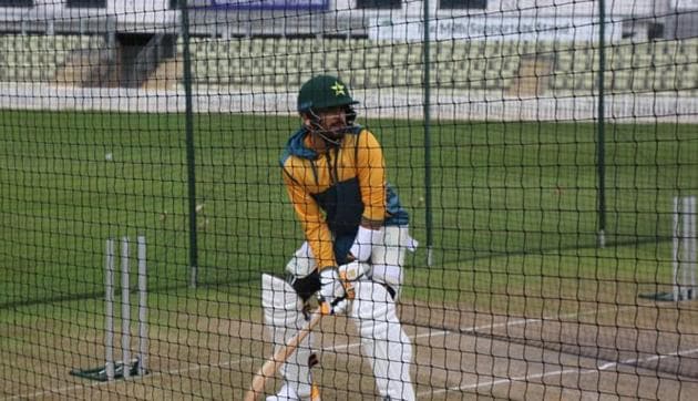 Pakistan’s limited overs captain Babar Azam practices in the nets in England. (Twitter/Babar Azam) Pakistan’s limited overs captain Babar Azam practices in the nets in England. (Twitter/Babar Azam)
