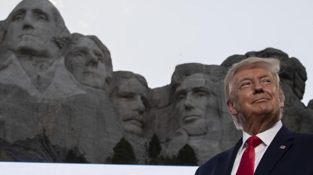 President Donald Trump smiles at Mount Rushmore National Memorial. (AP) President Donald Trump smiles at Mount Rushmore National Memorial. (AP)