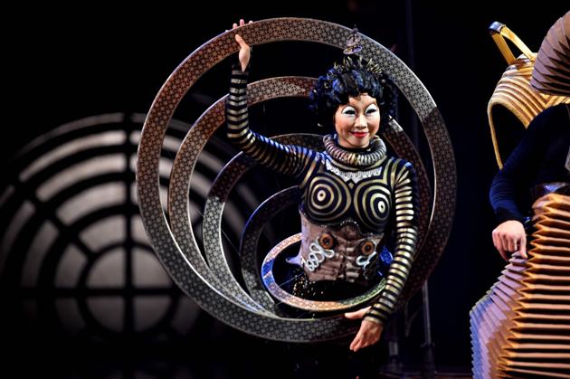 A scene from ‘Kurios,’ a Cirque du Soleil production in Sydney from October 2019. The company cut 3500 jobs in June because of shows being cancelled due to the coronavirus outbreak across the world. The company had to pause production of all of shows, including six in Las Vegas, in March. (Peter Parks / AFP) A scene from ‘Kurios,’ a Cirque du Soleil production in Sydney from October 2019. The company cut 3500 jobs in June because of shows being cancelled due to the coronavirus outbreak across the world. The company had to pause production of all of shows, including six in Las Vegas, in March. (Peter Parks / AFP)