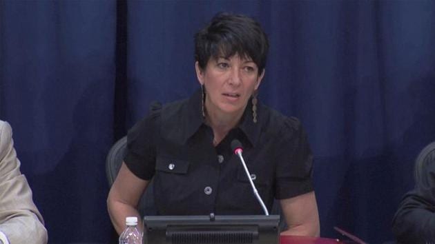 Ghislaine Maxwell, longtime associate of accused sex trafficker Jeffrey Epstein, speaks at a news conference on oceans and sustainable development at the United Nations in New York, US.(via REUTERS) Ghislaine Maxwell, longtime associate of accused sex trafficker Jeffrey Epstein, speaks at a news conference on oceans and sustainable development at the United Nations in New York, US.(via REUTERS)