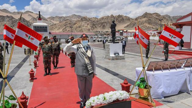PM Modi, whose visit to Ladakh came days after 20 Indian soldiers were killed in a clash with Chinese troops in the Galwan Valley on June 15, emphasised the time for expansionism is over. (PTI Photo) PM Modi, whose visit to Ladakh came days after 20 Indian soldiers were killed in a clash with Chinese troops in the Galwan Valley on June 15, emphasised the time for expansionism is over. (PTI Photo)
