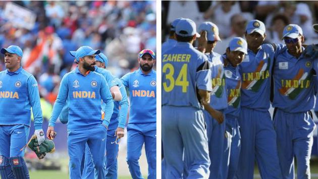 File image of Indian Cricket Team at 2019 World Cup and 2003 World Cup.(AP/AFP/HT Collage)