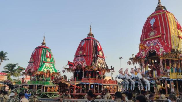 Considered as part and parcel of the social, religious and cultural ethos of the people of Odisha, the annual sojourn of Lord Jagannath and his siblings to the Gundicha Temple in their chariots is inconceivable without devotees.(HT Photo)