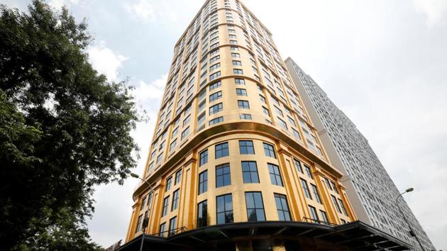 A view of the newly-inaugurated Dolce Hanoi Golden Lake hotel, which features gold plated exteriors and interiors, after the government eased a nationwide lockdown following the global outbreak of the coronavirus disease (COVID-19), in Hanoi, Vietnam. (REUTERS/Kham)