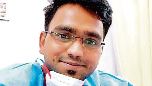 Yogesh Dhakad, who shares a rented flat in east Delhi’s Pandav Nagar with a friend, had been deployed in the Covid section of RML Hospital when he tested positive for the disease on April 18. (HT Photo) Yogesh Dhakad, who shares a rented flat in east Delhi’s Pandav Nagar with a friend, had been deployed in the Covid section of RML Hospital when he tested positive for the disease on April 18. (HT Photo)