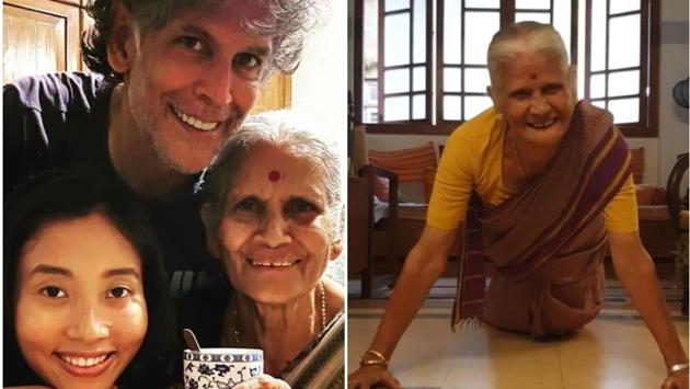 Milind Soman and wife Ankita Konwar celebrated his mother Usha’s birthday on July 3.