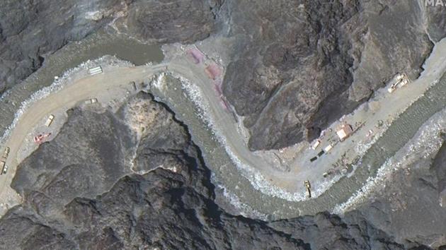 Satellite image shows close up view of road construction near the Line of Actual Control (LAC) border in the eastern Ladakh sector of Galwan Valley.(Maxar Technologies via Reuters)