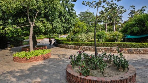 The Garden of Five Senses in south Delhi, which was among the five tourist spots that opened on July 4, fared somewhat better. The security supervisor of the location told HT that around 50 people had dropped by, but the amphitheatre and canteen continue to remain closed. For now, only the garden area is accessible with masks and distancing being ensured. (Biplov Bhuyan / HT Photo) The Garden of Five Senses in south Delhi, which was among the five tourist spots that opened on July 4, fared somewhat better. The security supervisor of the location told HT that around 50 people had dropped by, but the amphitheatre and canteen continue to remain closed. For now, only the garden area is accessible with masks and distancing being ensured. (Biplov Bhuyan / HT Photo)