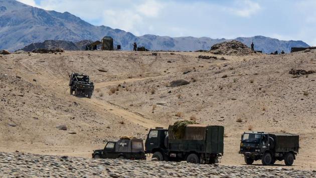 Indian army soldiers drive vehicles along mountainous roads as they take part in a military exercise in union territory of Ladakh on July 4, 2020.(AFP) Indian army soldiers drive vehicles along mountainous roads as they take part in a military exercise in union territory of Ladakh on July 4, 2020.(AFP)