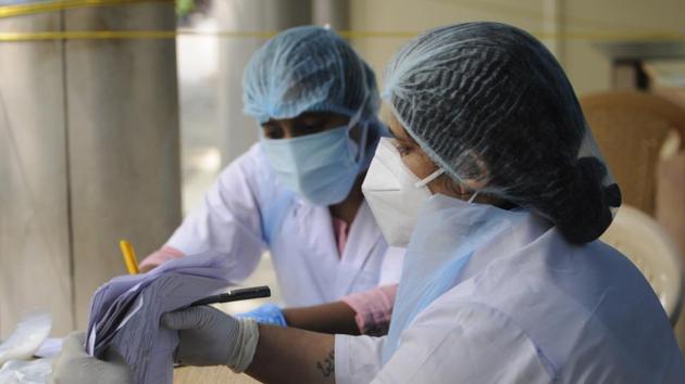 According to the data released by the state health department, GB Nagar has recorded 2,831 positive cases, the highest in the state (Sunil Ghosh/HT Photo) According to the data released by the state health department, GB Nagar has recorded 2,831 positive cases, the highest in the state (Sunil Ghosh/HT Photo)