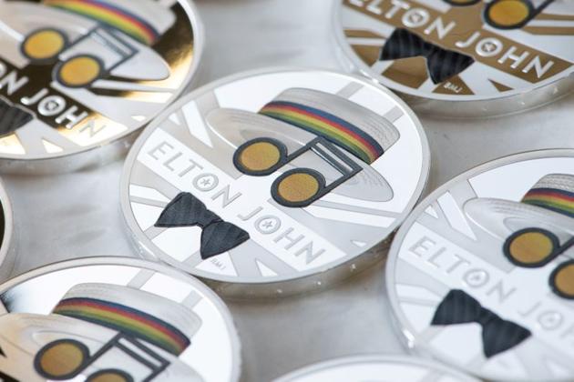 Pad printed coins from the new competitive Elton John coin collection released by Britain's Royal Mint. (via REUTERS) Pad printed coins from the new competitive Elton John coin collection released by Britain's Royal Mint. (via REUTERS)