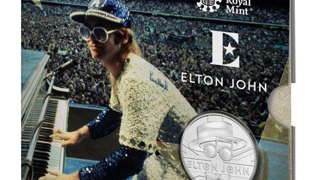 A £5 brilliant uncirculated coin's outer slip case from the new competitive Elton John coin collection released by Britain's Royal Mint. (via REUTERS) A £5 brilliant uncirculated coin's outer slip case from the new competitive Elton John coin collection released by Britain's Royal Mint. (via REUTERS)