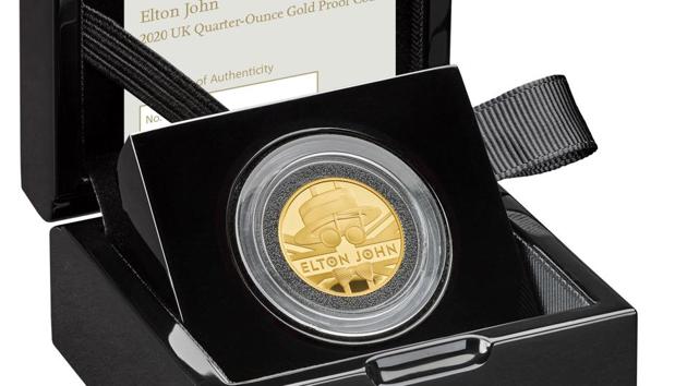 A quarter-ounce gold proof coin in a case from the new competitive Elton John coin collection released by Britain's Royal Mint. (via REUTERS) A quarter-ounce gold proof coin in a case from the new competitive Elton John coin collection released by Britain's Royal Mint. (via REUTERS)