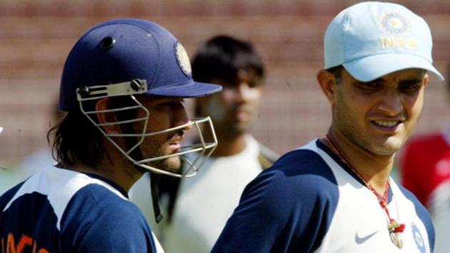 MS Dhoni and Sourav Ganguly during a nets session from the year 2007.(Getty Images)
