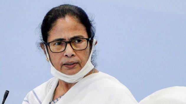 West Bengal chief minister Mamata Banerjee during a press conference at Nabanna Sabhaghar, in Kolkata on Monday.(PTI Photo)