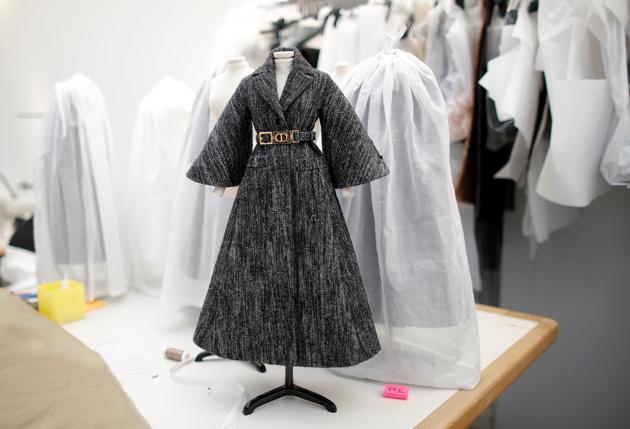 A creation by designer Maria Grazia Chiuri is displayed on a miniature mannequin at Dior workshop ahead of her Haute Couture Online Fall/Winter 2020/2021 collection presentation for fashion house Dior in Paris, France, July 4, 2020. (REUTERS)