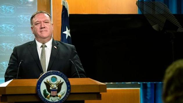US Secretary of State Mike Pompeo speaks during a news conference at the State Department in Washington, US.(REUTERS) US Secretary of State Mike Pompeo speaks during a news conference at the State Department in Washington, US.(REUTERS)