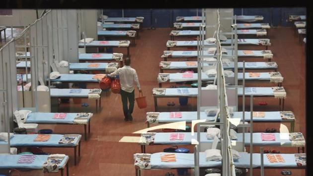 A Covid Care Centre was inaugurated at the commonwealth games (CWG) village sports complex on Wednesday. (HT photo/Raj K Raj) A Covid Care Centre was inaugurated at the commonwealth games (CWG) village sports complex on Wednesday. (HT photo/Raj K Raj)