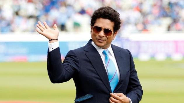 Sachin Tendulkar on the pitch before the match.(Action Images via Reuters)