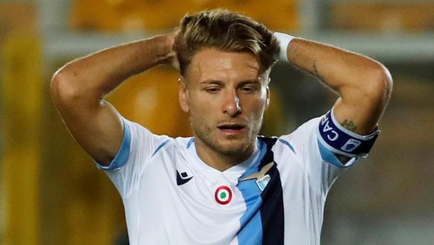 Lazio's Ciro Immobile reacts. (REUTERS) Lazio's Ciro Immobile reacts. (REUTERS)
