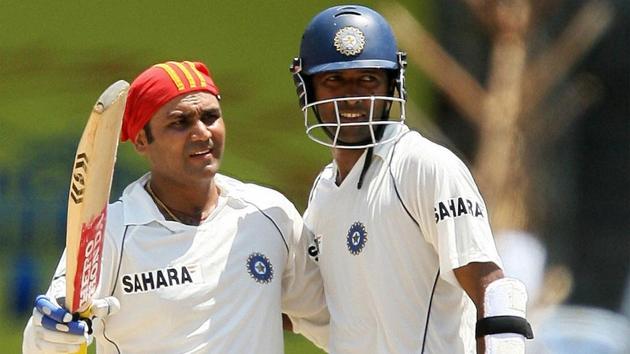 Wasim Jaffer and Virender Sehwag batting together for India. (Getty Images) Wasim Jaffer and Virender Sehwag batting together for India. (Getty Images)