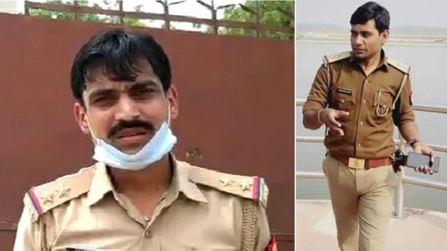 Chaubeypur station officer Vinay Tiwari (left) and sub inspector KK Sharma (right) were produced in court and they were remanded in judicial custody, officials said.(ANI Photo) Chaubeypur station officer Vinay Tiwari (left) and sub inspector KK Sharma (right) were produced in court and they were remanded in judicial custody, officials said.(ANI Photo)