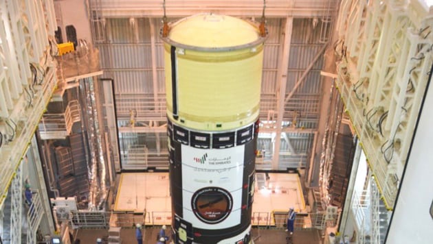 The H-IIA (F42) launch vehicle that will carry UAE’s Mars Mission Hope to the orbit from the Tanegashima Space Centre in Japan is being prepared for the July 15 launch.(Photo Credit: Dubai Media Office / Twitter)