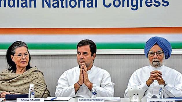 Congress leaders Sonia Gandhi, Rahul Gandhi and Manmohan Singh at a CWC meeting in New Delhi on May 25. Congress leaders Sonia Gandhi, Rahul Gandhi and Manmohan Singh at a CWC meeting in New Delhi on May 25.