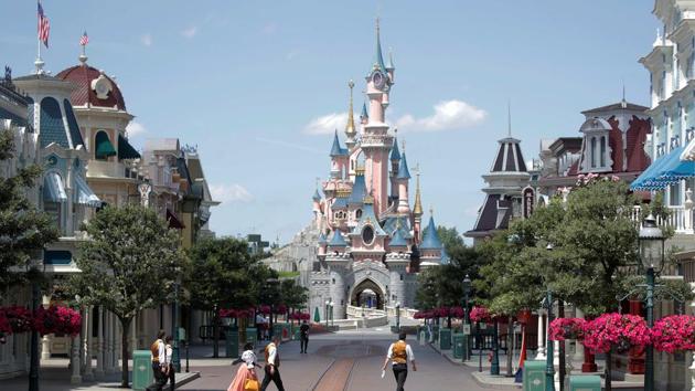 A deserted street is seen at Disneyland Paris, in Marne-la-Vallee, near Paris, as the theme park prepares to reopen its doors to the public following the coronavirus disease (COVID-19) outbreak in France, July 9, 2020.(REUTERS)