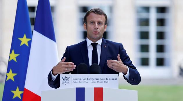 French President Emmanuel Macron “emphasised that such a move would contravene international law and jeopardise the possibility of a two-state solution as the basis of a fair and lasting peace between Israelis and Palestinians”, his office said in a statement after the call on Thursday.(Reuters Photo)