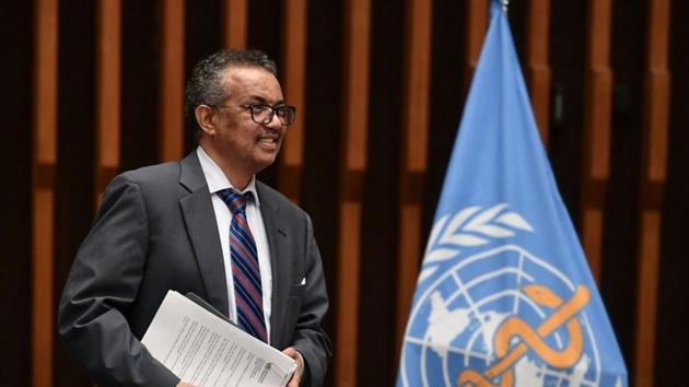 World Health Organization (WHO) Director-General Tedros Adhanom Ghebreyesus at a news conference amid the Covid-19 outbreak at the WHO headquarters in Geneva, Switzerland on July 3, 2020.(Reuters Photo)