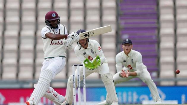 Cricket - First Test - England v West Indies - Rose Bowl Cricket Stadium, Southampton, Britain - July 10, 2020 West Indies' Kraigg Brathwaite in action, as play resumes behind closed doors following the outbreak of the coronavirus disease (COVID-19)(REUTERS) Cricket - First Test - England v West Indies - Rose Bowl Cricket Stadium, Southampton, Britain - July 10, 2020 West Indies' Kraigg Brathwaite in action, as play resumes behind closed doors following the outbreak of the coronavirus disease (COVID-19)(REUTERS)