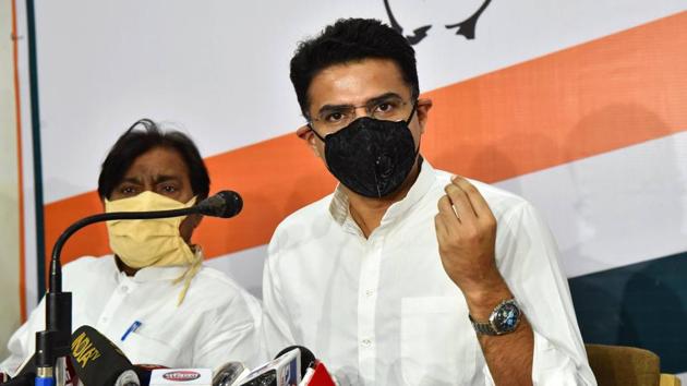Pilot, who is also the state Congress president, will also skip the Rajasthan Legislature Party meeting on Monday morning.(PTI) Pilot, who is also the state Congress president, will also skip the Rajasthan Legislature Party meeting on Monday morning.(PTI)