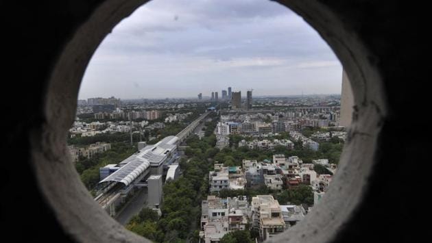A view of the city skyline, in Noida on July 11. In the last ten days, India has recorded more than 22,000 Covid-19 cases daily. According to coronavirus tracking website Worldometers, due to the rapid spread of the disease in the country, India’s share in daily global cases has touched almost 15%. (Sunil Ghosh / HT Photo) A view of the city skyline, in Noida on July 11. In the last ten days, India has recorded more than 22,000 Covid-19 cases daily. According to coronavirus tracking website Worldometers, due to the rapid spread of the disease in the country, India’s share in daily global cases has touched almost 15%. (Sunil Ghosh / HT Photo)